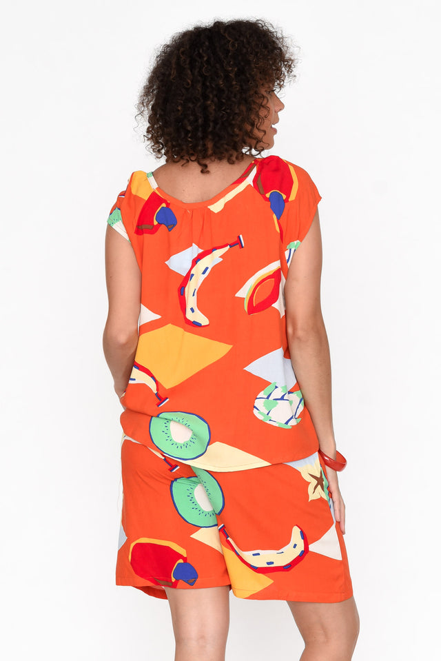 Aurora Orange Fruity Short Sleeve Top image 4