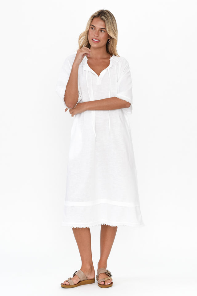 Ayesha White Linen Cotton Dress image 8