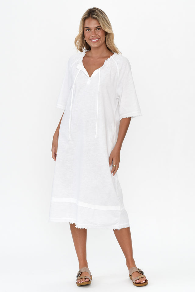 Ayesha White Linen Cotton Dress image 5