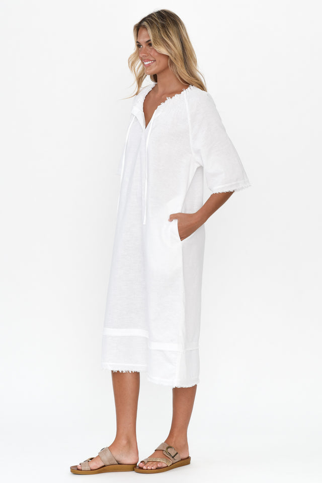 Ayesha White Linen Cotton Dress image 5