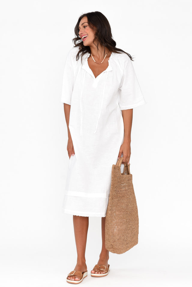 Ayesha White Linen Cotton Dress banner image