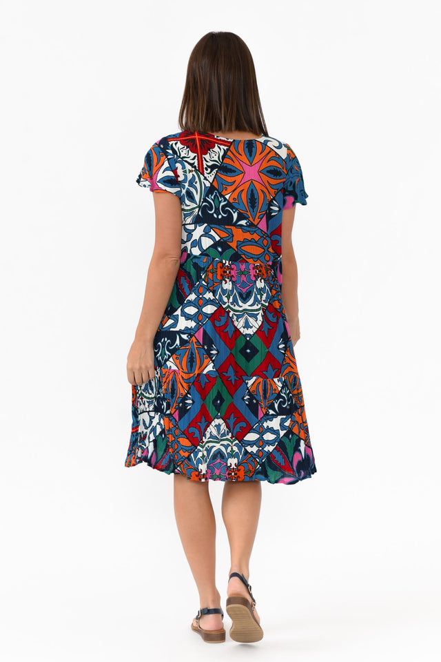 Azalea Blue Mosaic Crinkle Dress