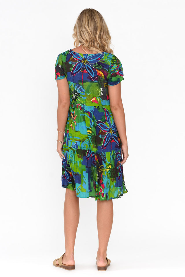 Azalea Turquoise Botanical Crinkle Dress image 6