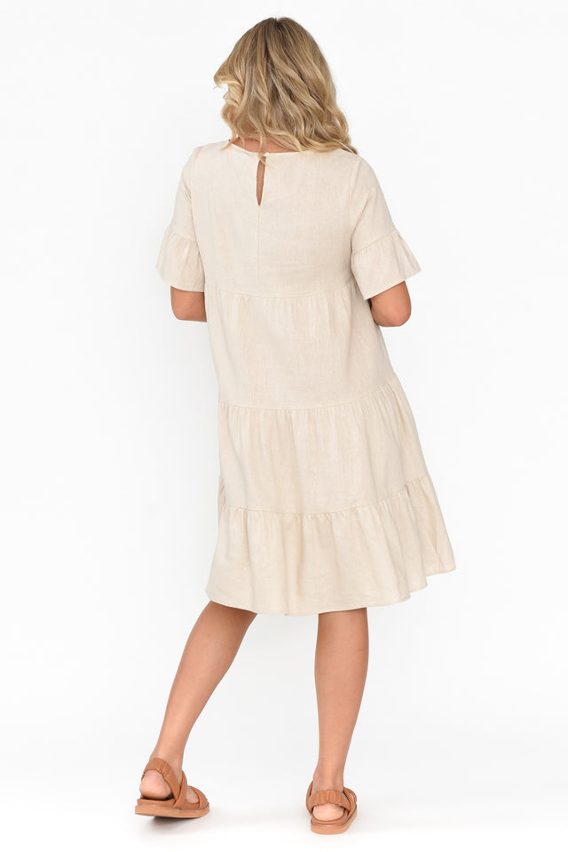 Azura Beige Linen Blend Tiered Dress image 5