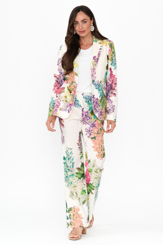 Bahia Wisteria Alba Linen Blend Pants,Brunette model,alt text|model:Elouise image 4