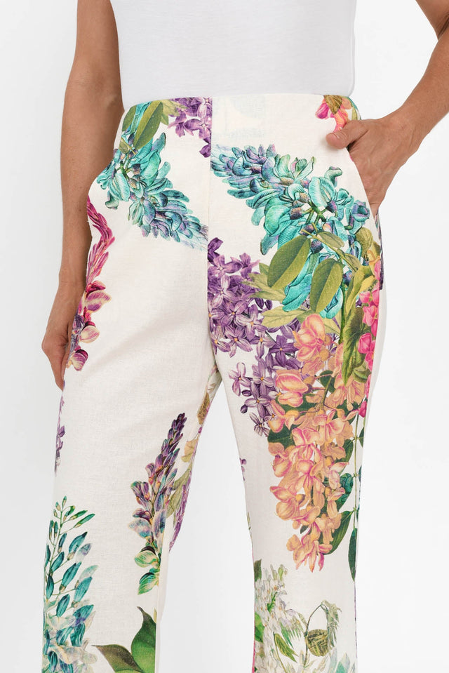 Bahia Wisteria Alba Linen Blend Pants,Brunette model,alt text|model:Elouise image 7
