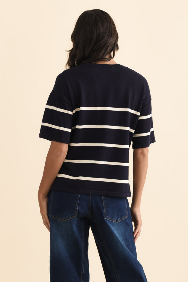 Bailey Navy Stripe Boxy Sweat,Brunette model,alt text|model:Brontie image 5