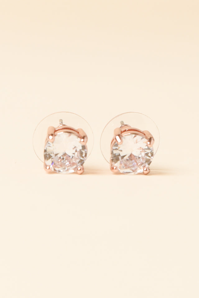 Ballet Rose Gold Diamante Stud Earrings