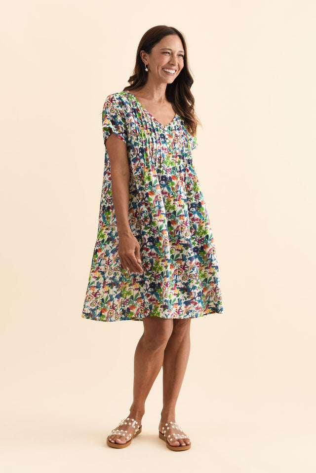 Barry Green Floral Cotton Button Dress,Brunette model,alt text|model:Cara image 7