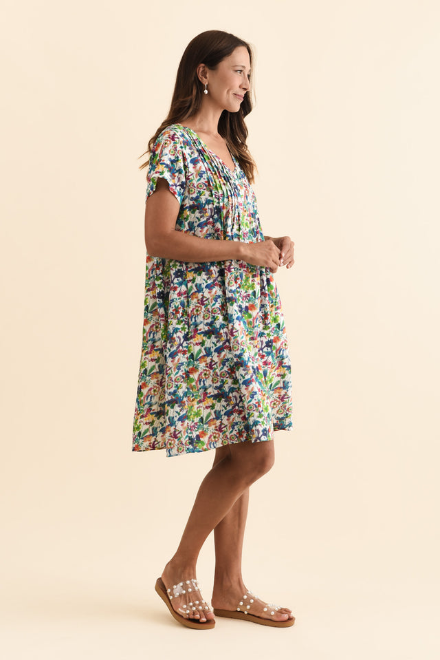 Barry Green Floral Cotton Button Dress,Brunette model,alt text|model:Cara image 4