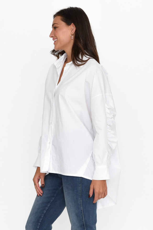 Bayliss White Cotton Ruched Shirt image 4