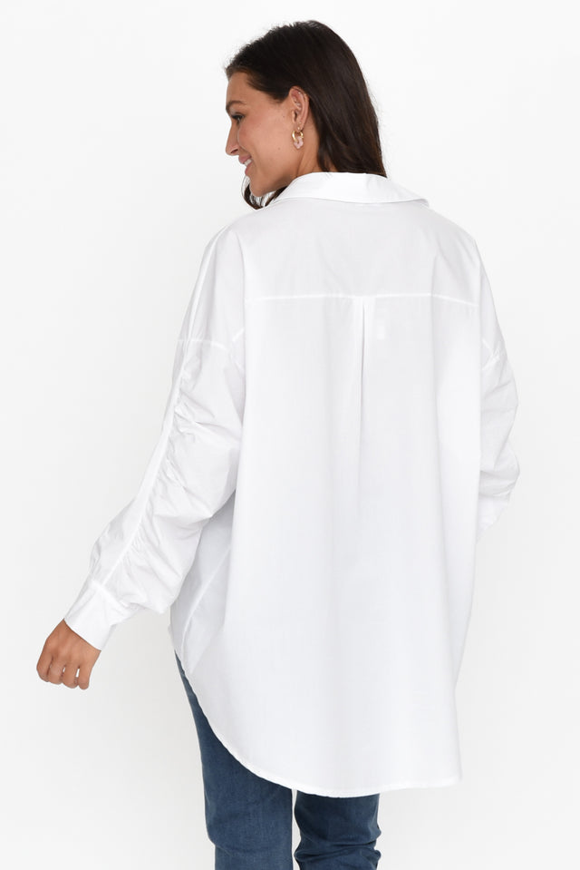 Bayliss White Cotton Ruched Shirt image 5