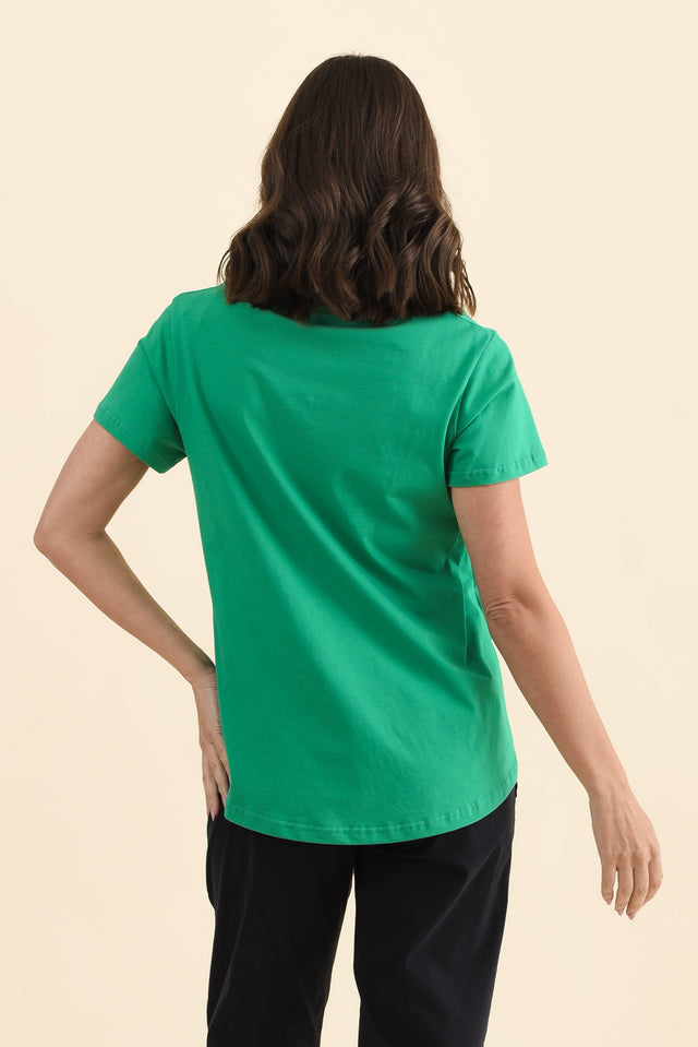 Beau Green Cotton Tee,Back,Brunette model,alt text|model:MJ image 5