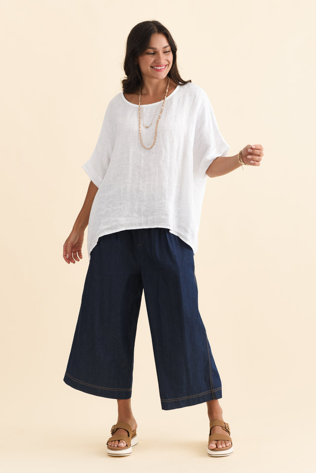 Becca Dark Blue Wide Leg Pants,Brunette model,alt text|model:Brontie image 7