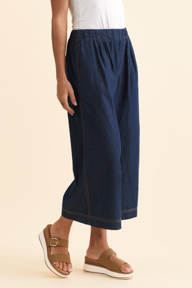 Becca Dark Blue Wide Leg Pants,Brunette model,alt text|model:Brontie image 4