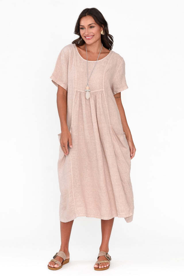 Beckett Blush Linen Pocket Dress