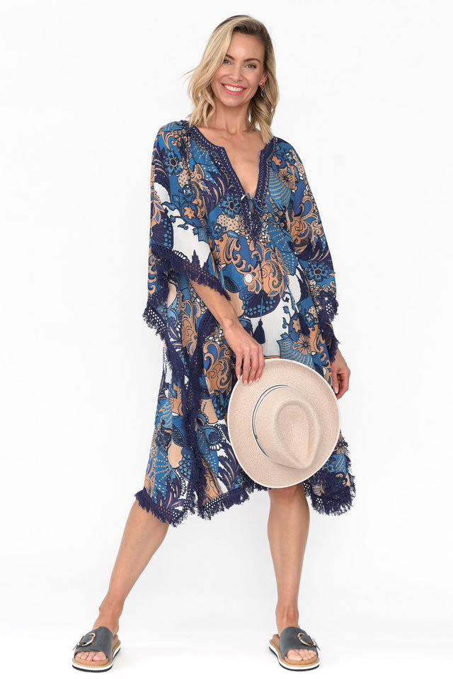 Bedarra Blue Blossom Cotton Kaftan