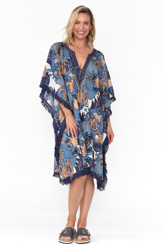 Bedarra Blue Blossom Cotton Kaftan