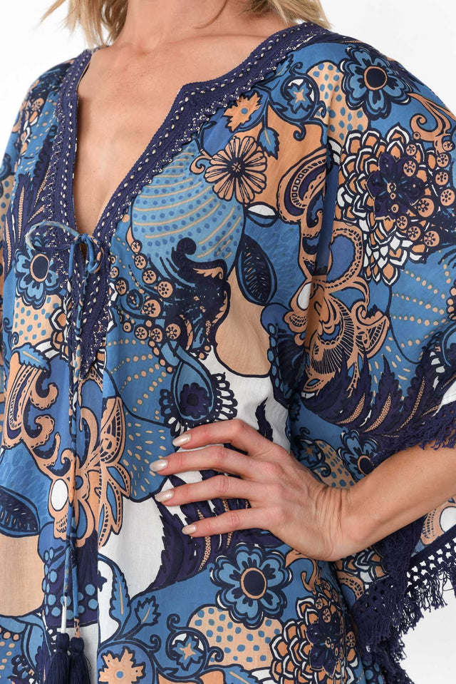 Bedarra Blue Blossom Cotton Kaftan