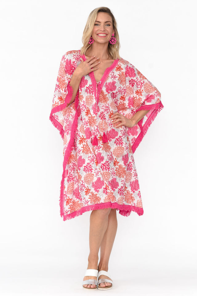 Bedarra Pink Coral Cotton Kaftan