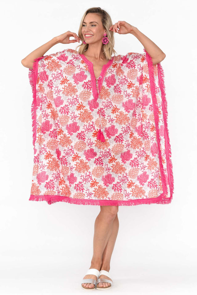 Bedarra Pink Coral Cotton Kaftan