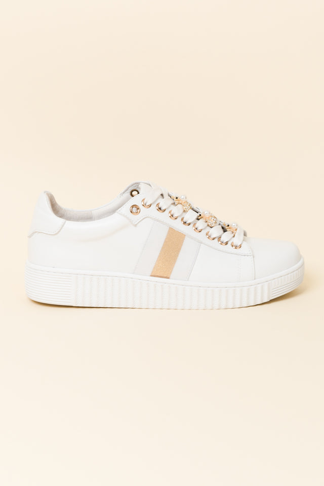 Bee White Stripe Leather Sneaker