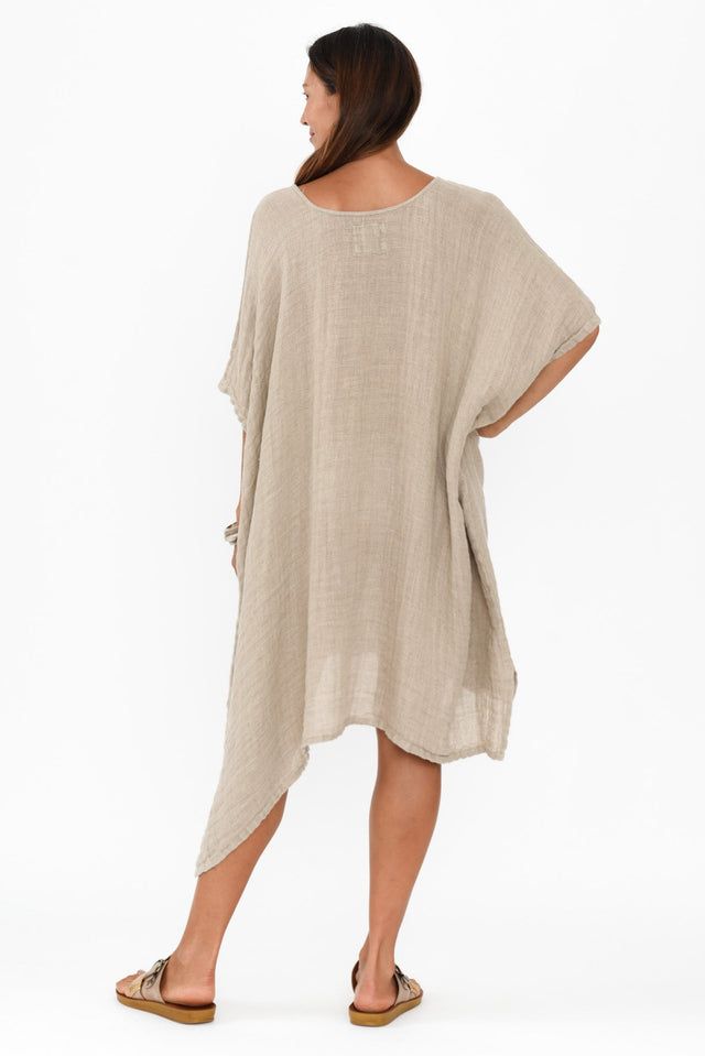 Belize Natural Linen Kaftan,Brunette model,alt text|model:Cara image 5