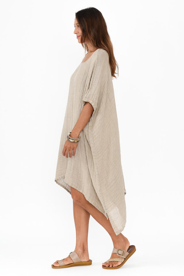 Belize Natural Linen Kaftan,Brunette model,alt text|model:Cara image 4