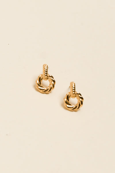 Bellae Gold Twisted Hoop Drop Earrings