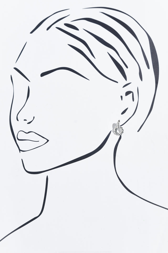 Bellae Silver Twisted Hoop Drop Earrings image 2
