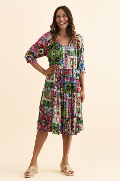 Belmira Green Abstract Pocket Dress