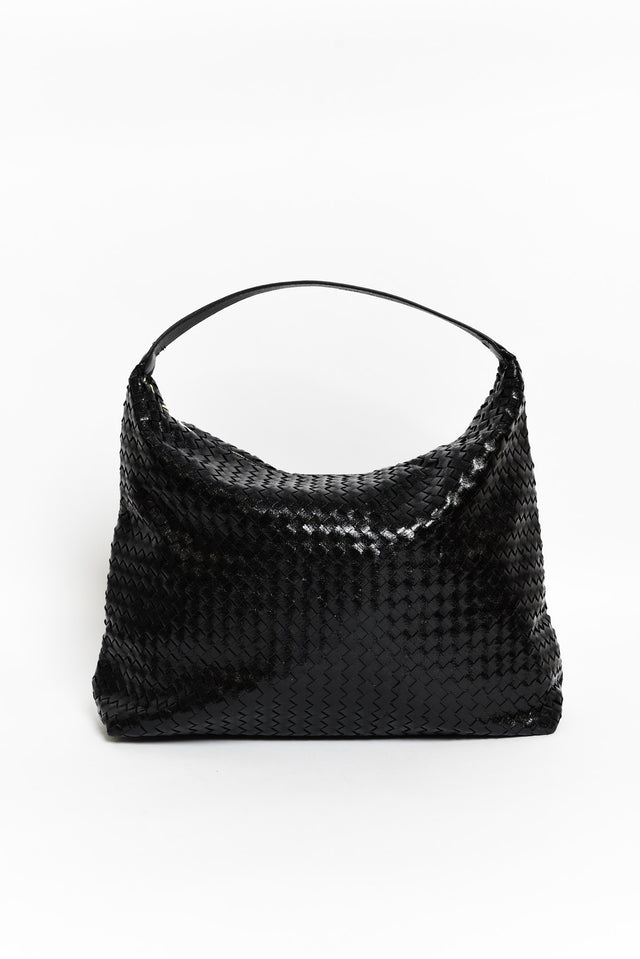 Benita Black Weave Slouch Handbag image 1