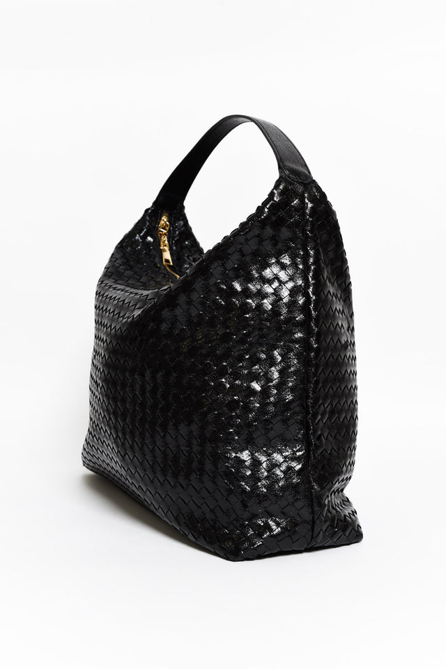 Benita Black Weave Slouch Handbag image 2