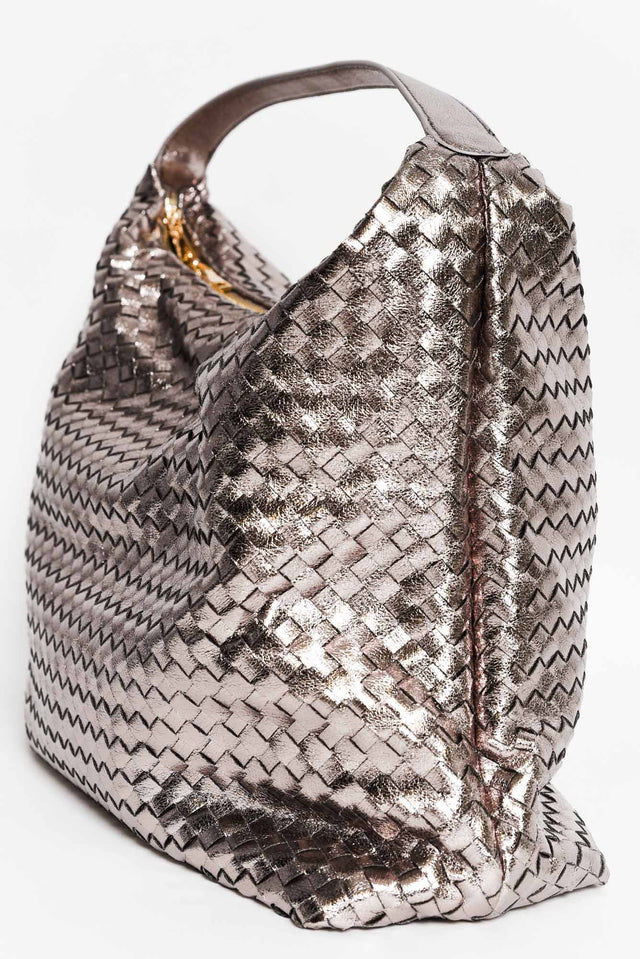 Benita Pewter Weave Slouch Handbag