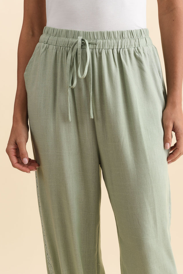 Beretta Khaki Lace Linen Blend Pants,Brunette model,alt text|model:Brontie image 6
