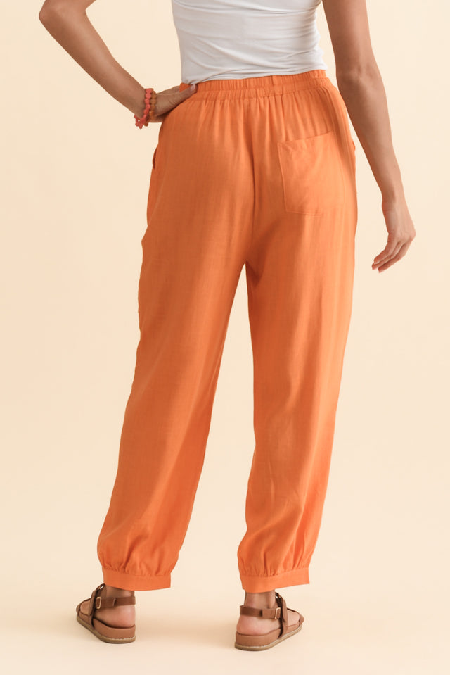 Beretta Orange Lace Linen Blend Pants,Brunette model,alt text|model:Brontie image 5