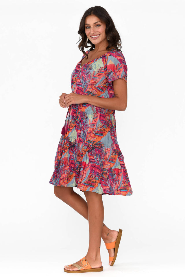 Bessie Pink Tropical Cotton Tier Dress