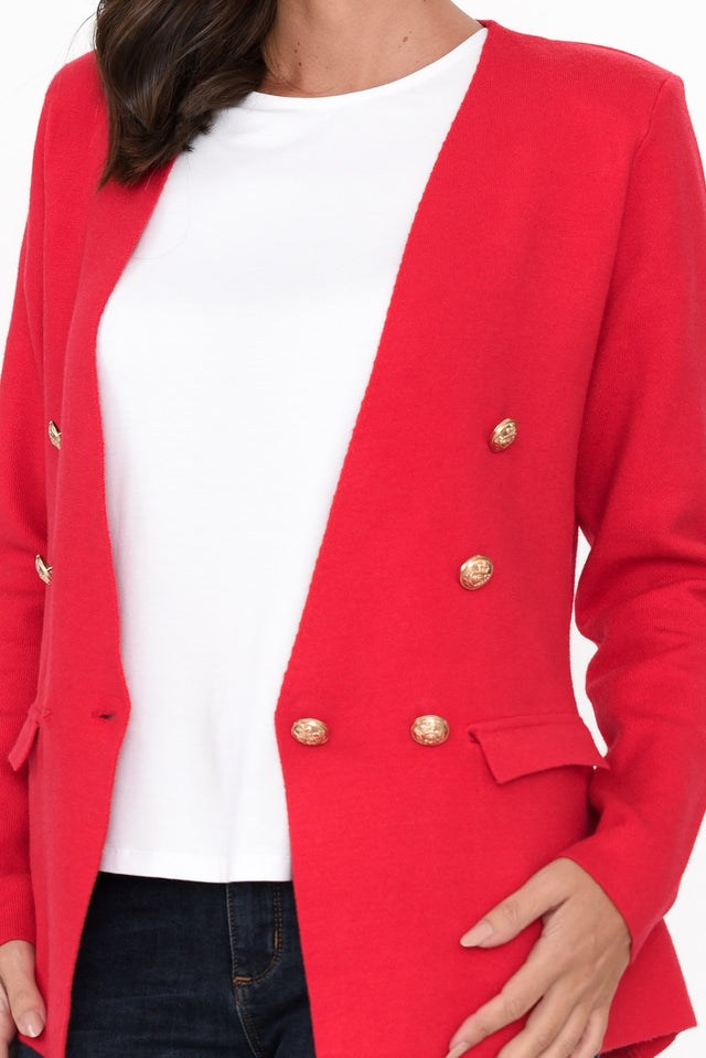 Beverly Red Knit Blazer Cardigan image 5