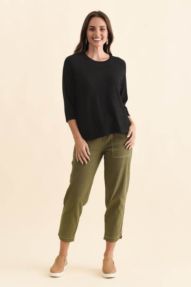 Bianca Black Scoop Neck Knit Top,Brunette model,alt text|model:MJ image 7