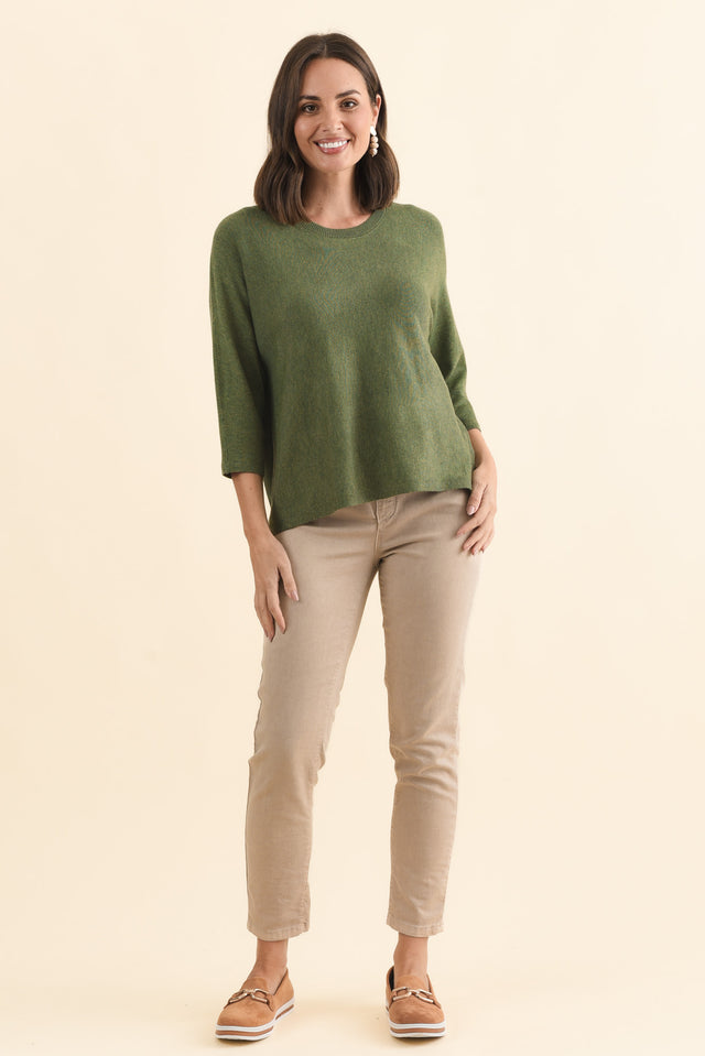 Bianca Green Scoop Neck Knit Top,Brunette model,alt text|model:MJ image 7
