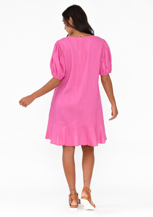 Birdie Hot Pink Linen Blend Dress
