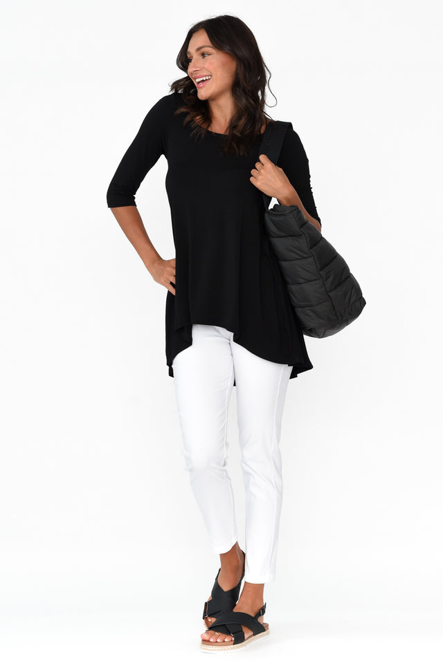 Black Bamboo Hi Lo Hem Top,Brunette model,alt text|model:Brontie image 3
