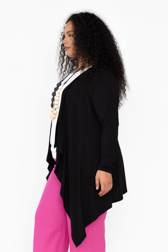 Black Bamboo Waterfall Cardigan