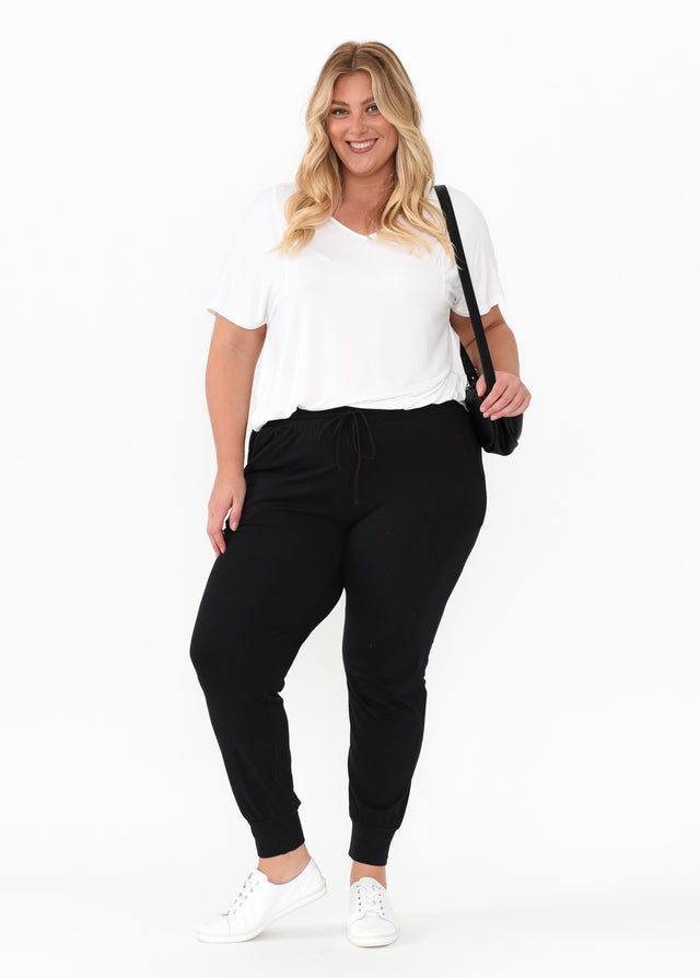 Black Cotton Everyday Tie Sweatpants,Blonde model,alt text|model:Caitlin image 11