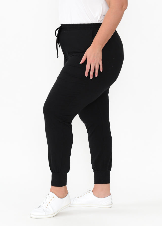 Black Cotton Everyday Tie Sweatpants,Blonde model,alt text|model:Caitlin image 12