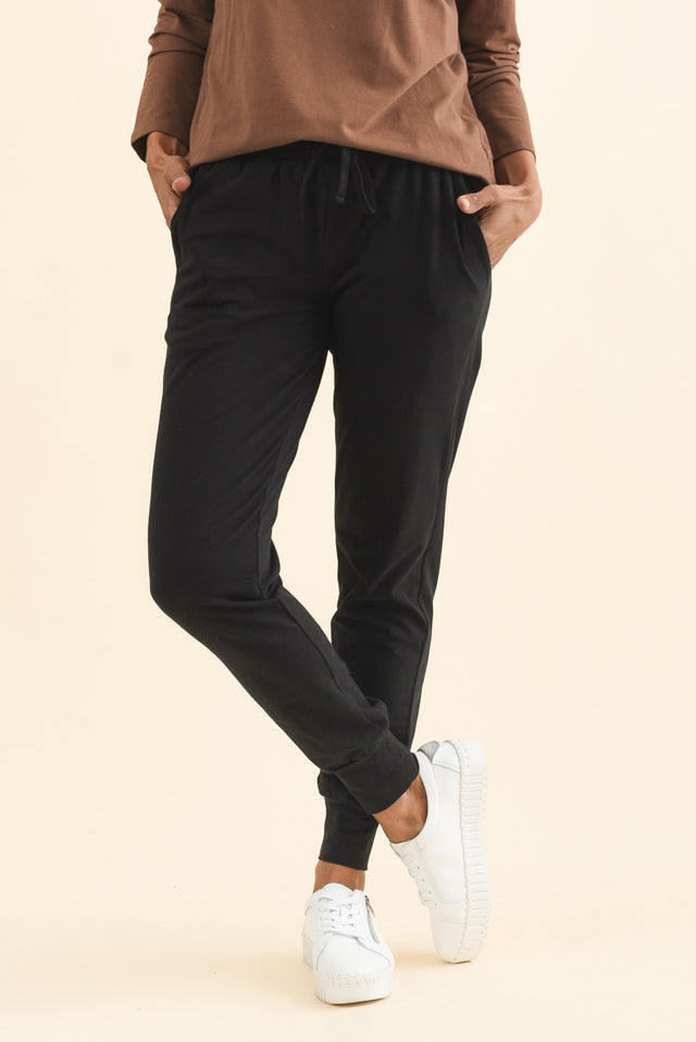 Black Cotton Everyday Tie Sweatpants