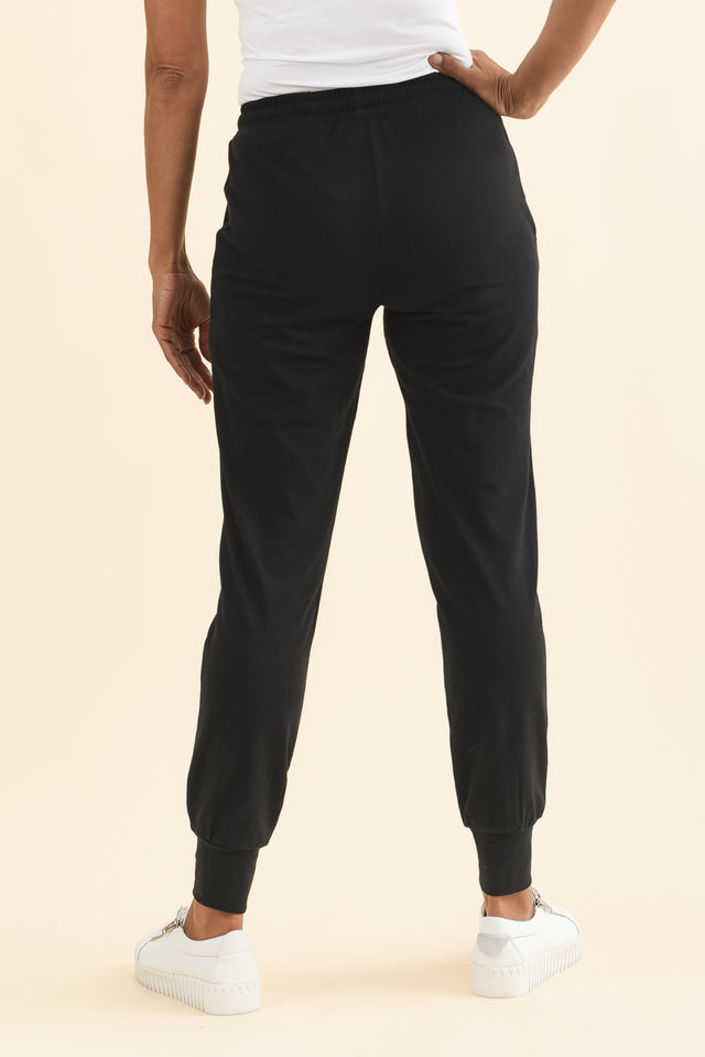 Black Cotton Everyday Tie Sweatpants,Brunette model,alt text|model:Cara image 7