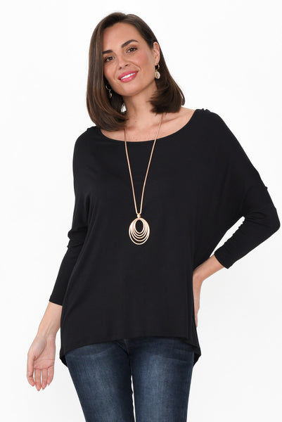 Black Stripe Milan 3/4 Sleeve Top main image 1