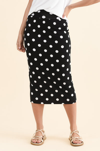 Black Spot Bamboo Maxi Tube Skirt