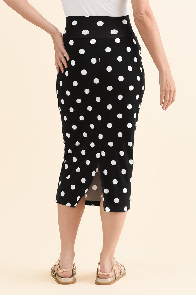 Black Spot Bamboo Maxi Tube Skirt,Back,Brunette model,alt text|model:MJ image 4